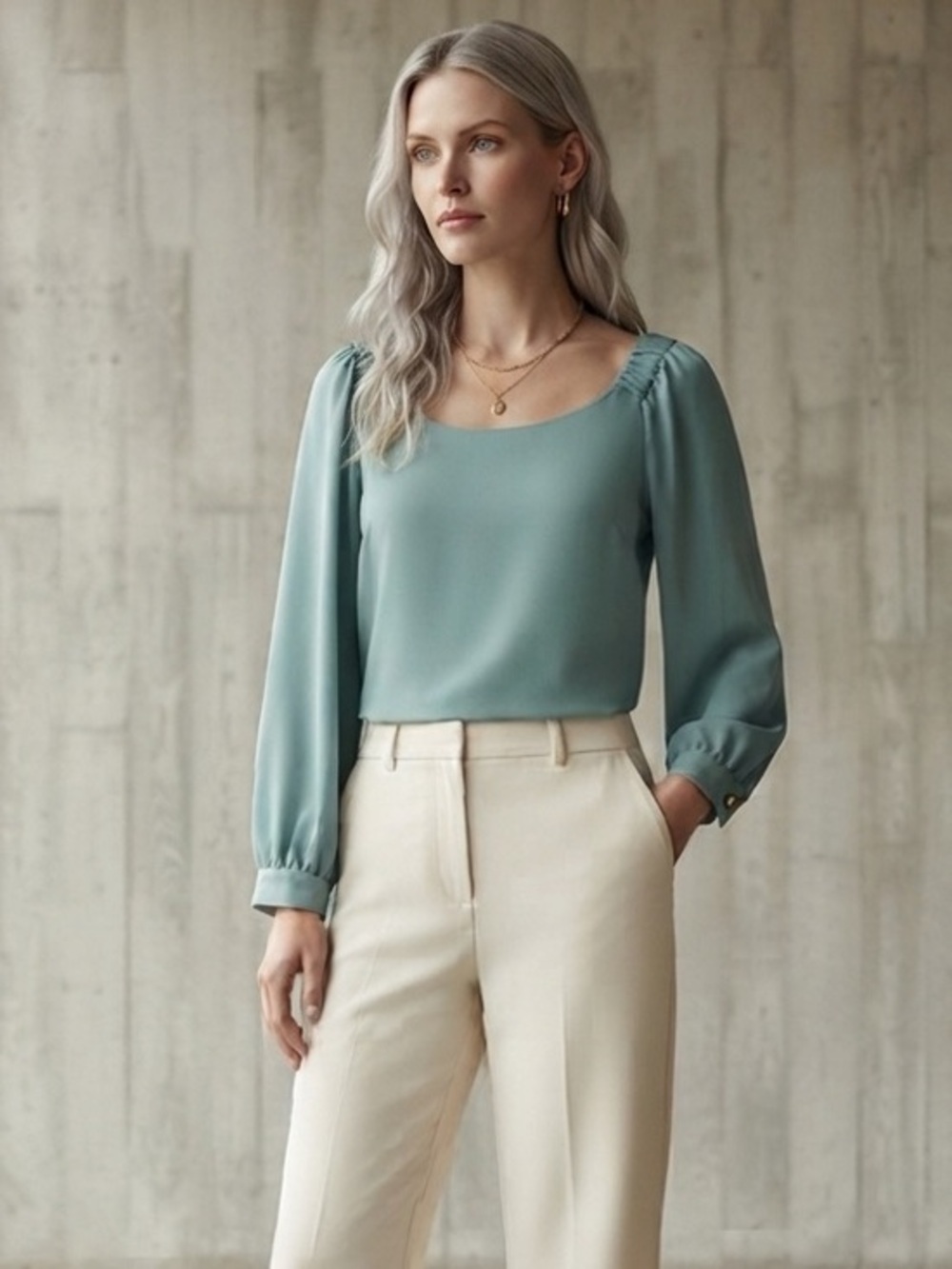 Forever 21 Flowy Mint Green Scoop Neck Blouse Size Small